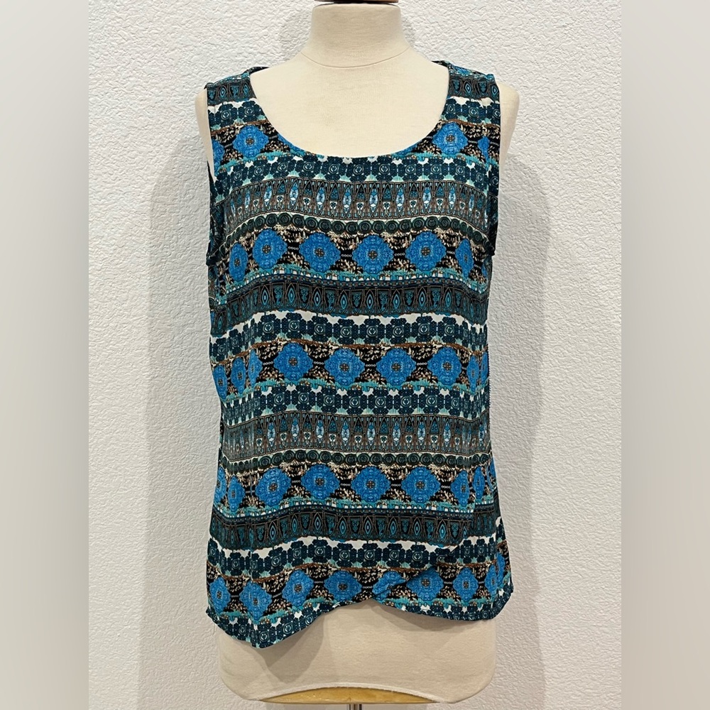 Vintage Multicolor Geometric Floral Print Size M Tank‎ Top